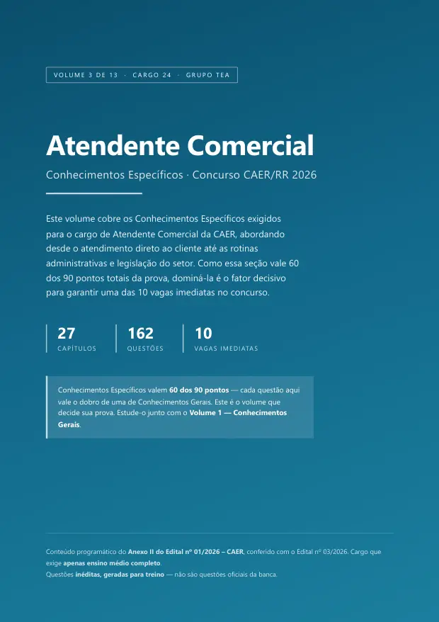 Capa do Volume 3 — Atendente Comercial